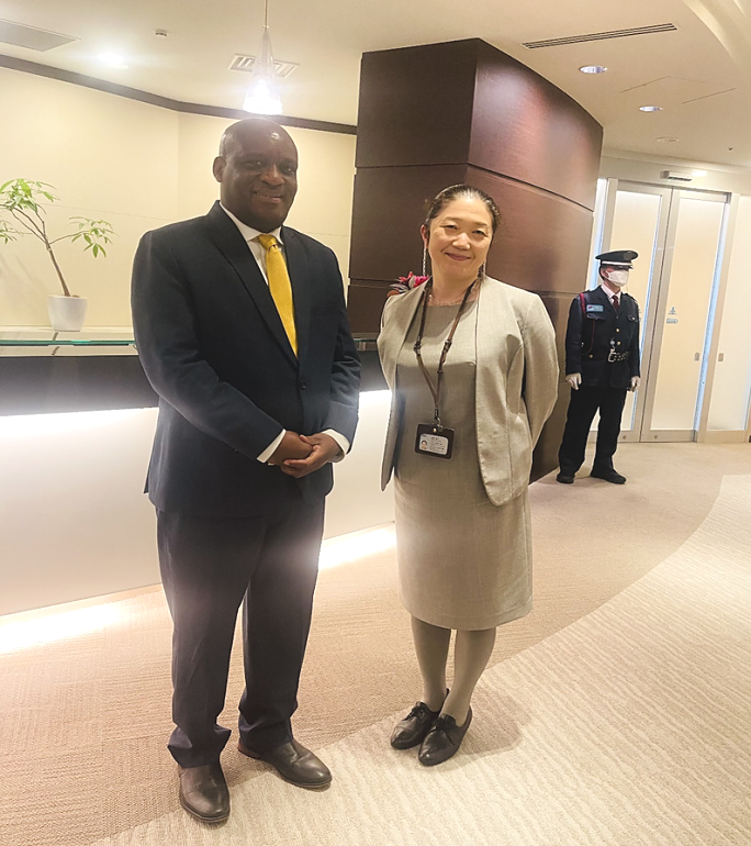 H.E. Ambassador Baraka Luvanda in a picture with Ms. Masuda Junko, Director General for Africa Department, JICA at JICA Headquarters, Tokyo