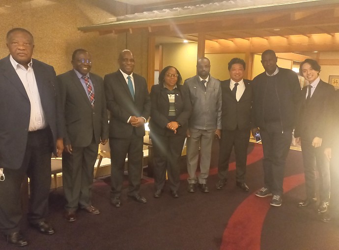 H.E. Ambassador Baraka Luvanda in a group photo with University of Dodoma Delegation and Tokushukai Medical Group representatives