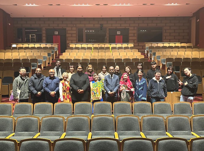 Embassy staff in a group photo with the students of the Tokyo University of Foreign Studies (TUFS) majoring in Kiswahili, at the 102 Foreign Language Festival, organized by the University