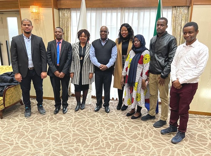 Ambassador Barak Luvanda in a group picture with the Founding Committee Members of TSJ