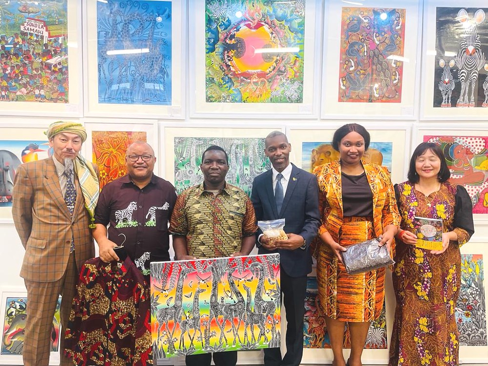 Joint photo of Baraka Co.Ltd representatives with Embassy Officials at the 13th Tingatinga Exhibitions in Yokohama