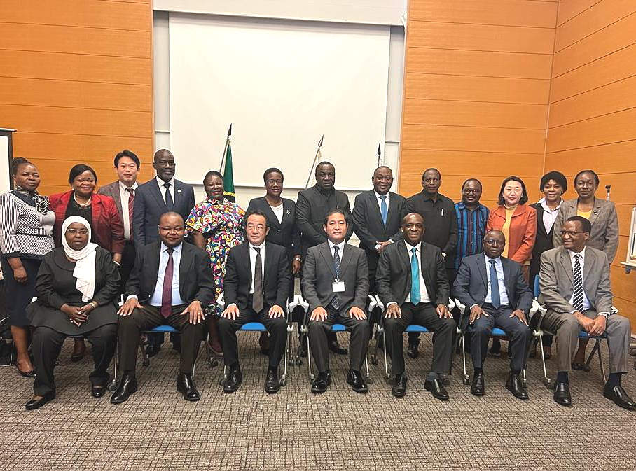 H.E. Ambassador Baraka Luvanda in a photo pose with some of the programme participants during the training programme organised by JICA
