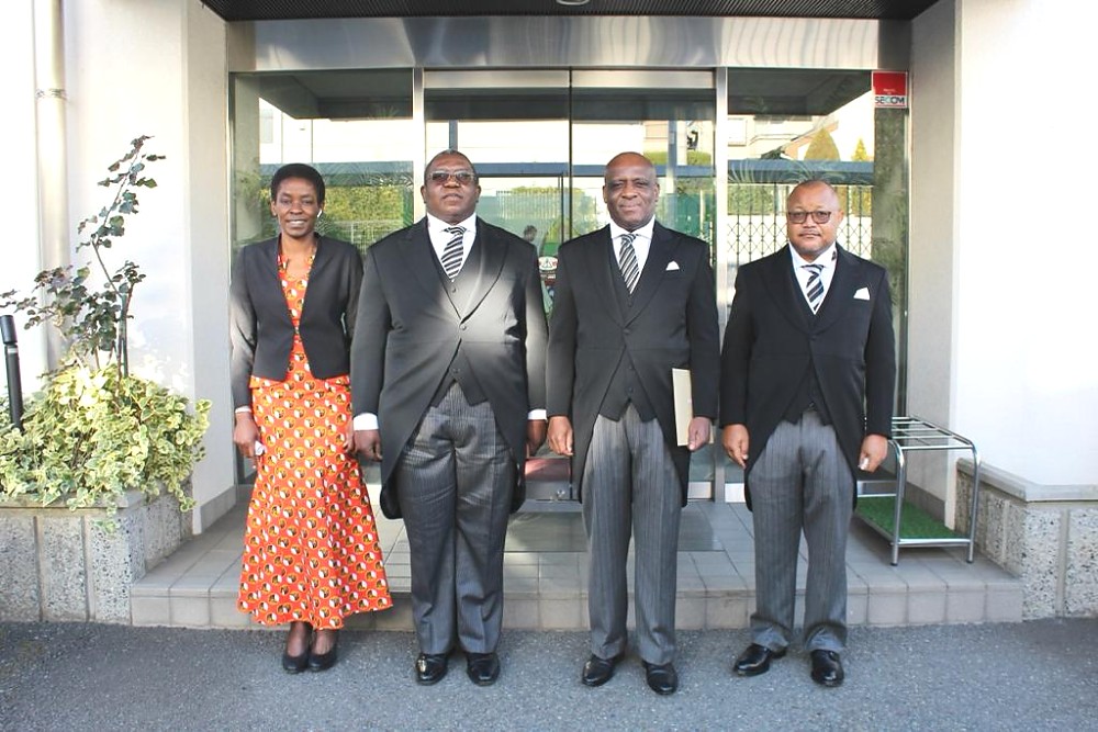 H.E. Ambassador Baraka Luvanda in a group picture with staff of the Embassy at the Chancery