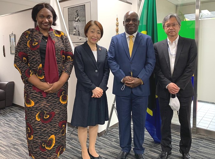 H.E Ambassador Baraka H. Luvanda in a joint photo with Dr. AKIZUKI Hiroko, Japan’s candidate for re-election to the Committee on the Elimination of Discrimination against Women (CEDAW), standing at the middle