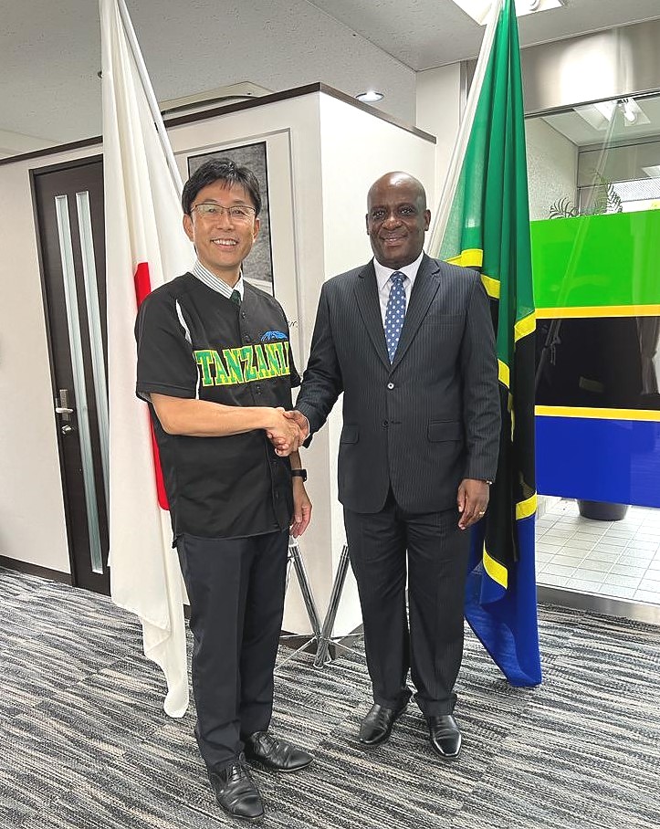 H.E. Ambassador Baraka H. Luvanda in a picture with Mr. Shinya Tomonari, President of the Japan-Africa Baseball & Softball Foundation (J-ABS)