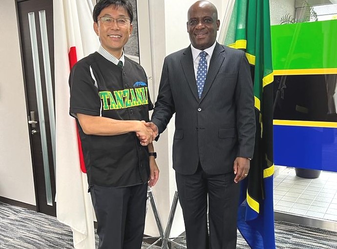 H.E. Ambassador Baraka H. Luvanda in a picture with Mr. Shinya Tomonari, President of the Japan-Africa Baseball & Softball Foundation (J-ABS)