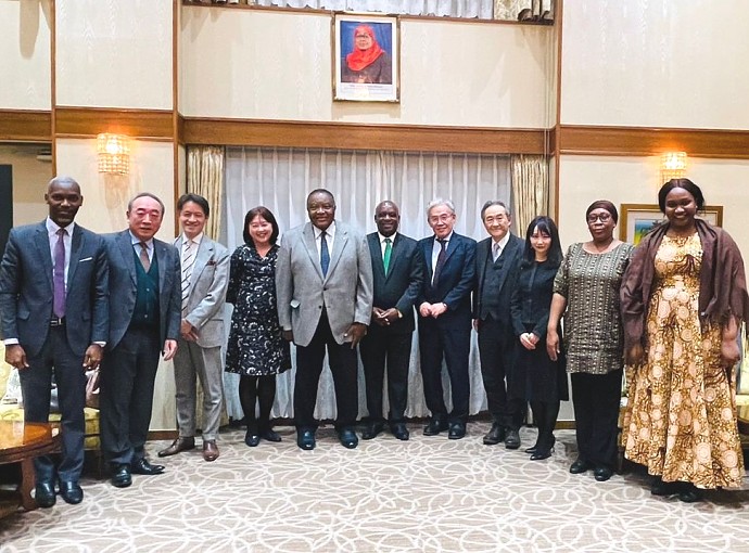 H.E. Ambassador Baraka Luvanda in a group photo with Tokushukai Medical Corporation Team and Embassy Staff