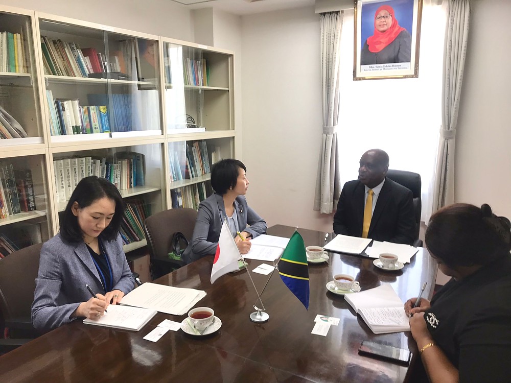Amb. Baraka Luvanda with Ms. SUZUKI Takako during the TICAD follow up meeting at the Chancery on 17 April 2023