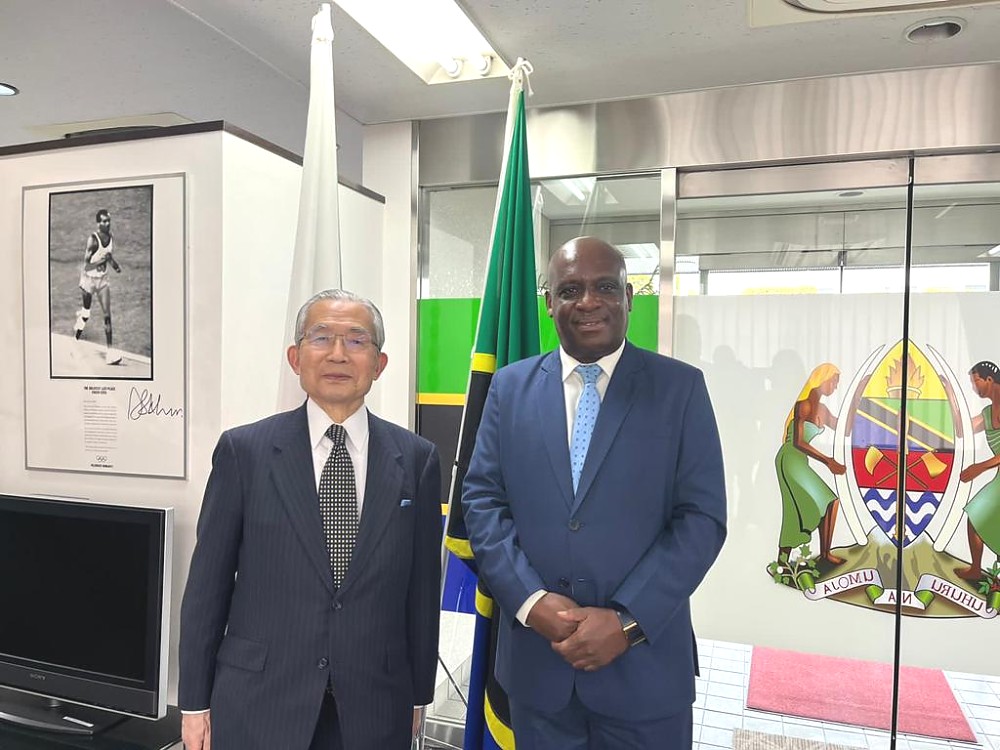 H.E. Ambassador Baraka Luvanda in a picture with Mr. Hiroyuki Yushita