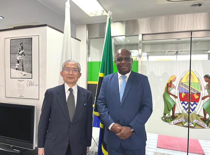 H.E. Ambassador Baraka Luvanda in a picture with Mr. Hiroyuki Yushita