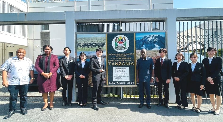 SOKA University students in a group photo with Tanzania Embassy Officials