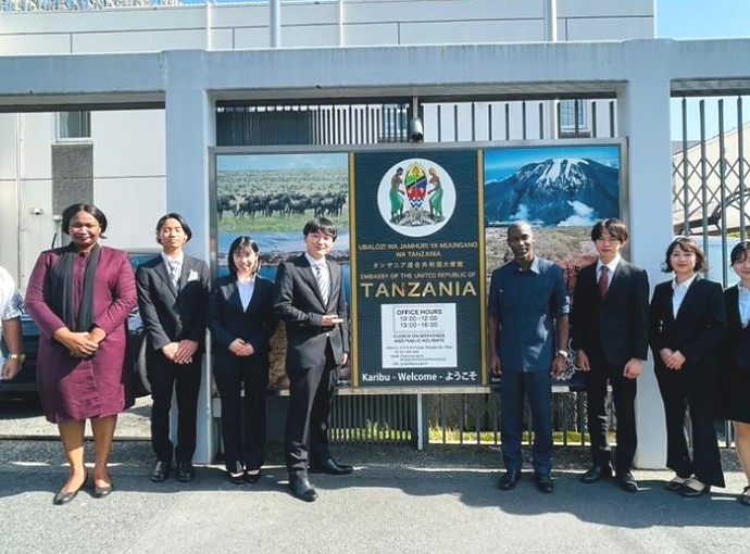 SOKA University students in a group photo with Tanzania Embassy Officials