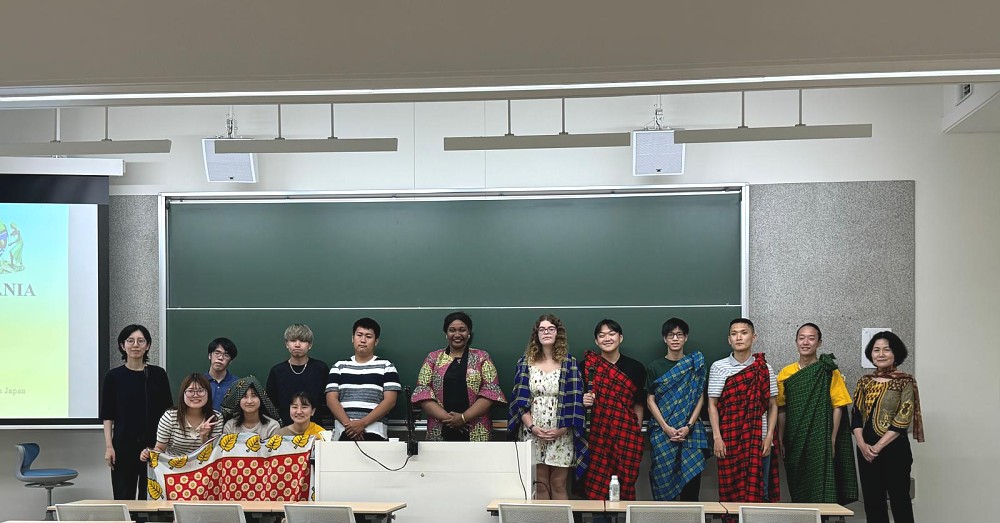 Ms. Edna D. Chuku, First Secretary of the Embassy (Economic Affairs) in a group photo with students and lecturers of the SOKA University (specializing in African Studies) after delivering a lecture about Tanzania, 19th June 2024.