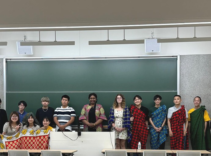 Ms. Edna D. Chuku, First Secretary of the Embassy (Economic Affairs) in a group photo with students and lecturers of the SOKA University (specializing in African Studies) after delivering a lecture about Tanzania, 19th June 2024.