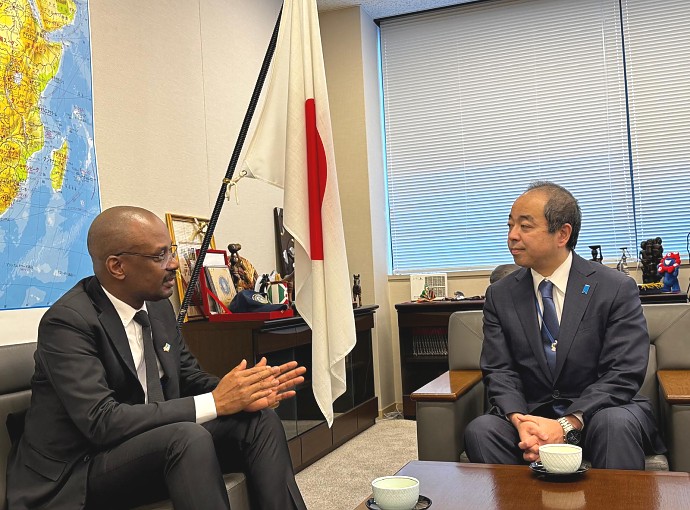 H.E. Anderson Mutatembwa in a meeting with Ambassador Takao Imafuku, Assistant Minister of Foreign Affairs and Director-General for African Affairs at Japan’s Ministry of Foreign Affairs
