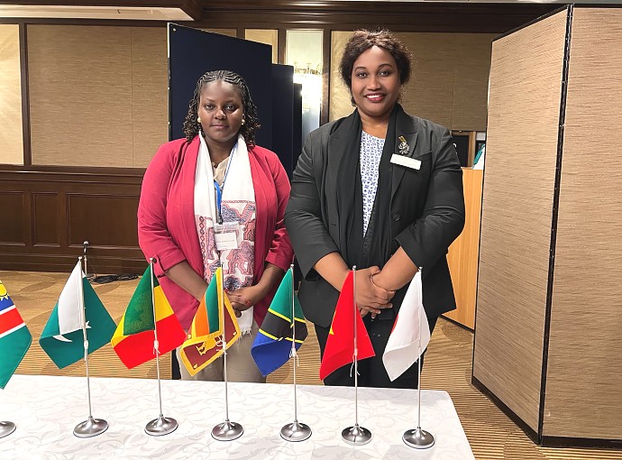 Ms. Edna Dioniz Chuku, Counsellor – Economic Affairs, in a photo with one of Tanzania’s experts from the Tanzania Ports Authority during the Ports and Maritime Experts Training Program in Tokyo.