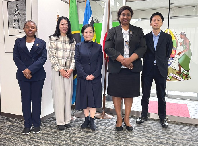 The Embassy staff in a group photo with representatives of AMDA International Medical Information Center.