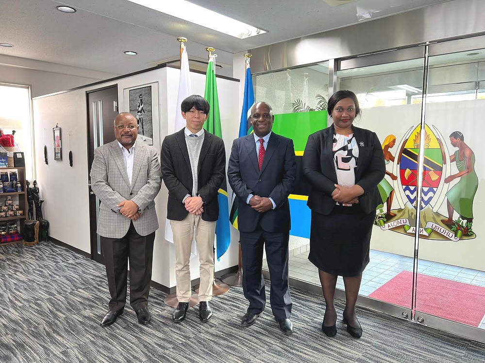 His Excellency Ambassador Baraka Luvanda in a photo with  Mr. Yuki Mito, one of the group leaders of