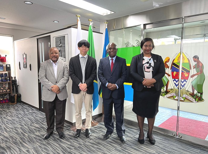 His Excellency Ambassador Baraka Luvanda in a photo with  Mr. Yuki Mito, one of the group leaders of